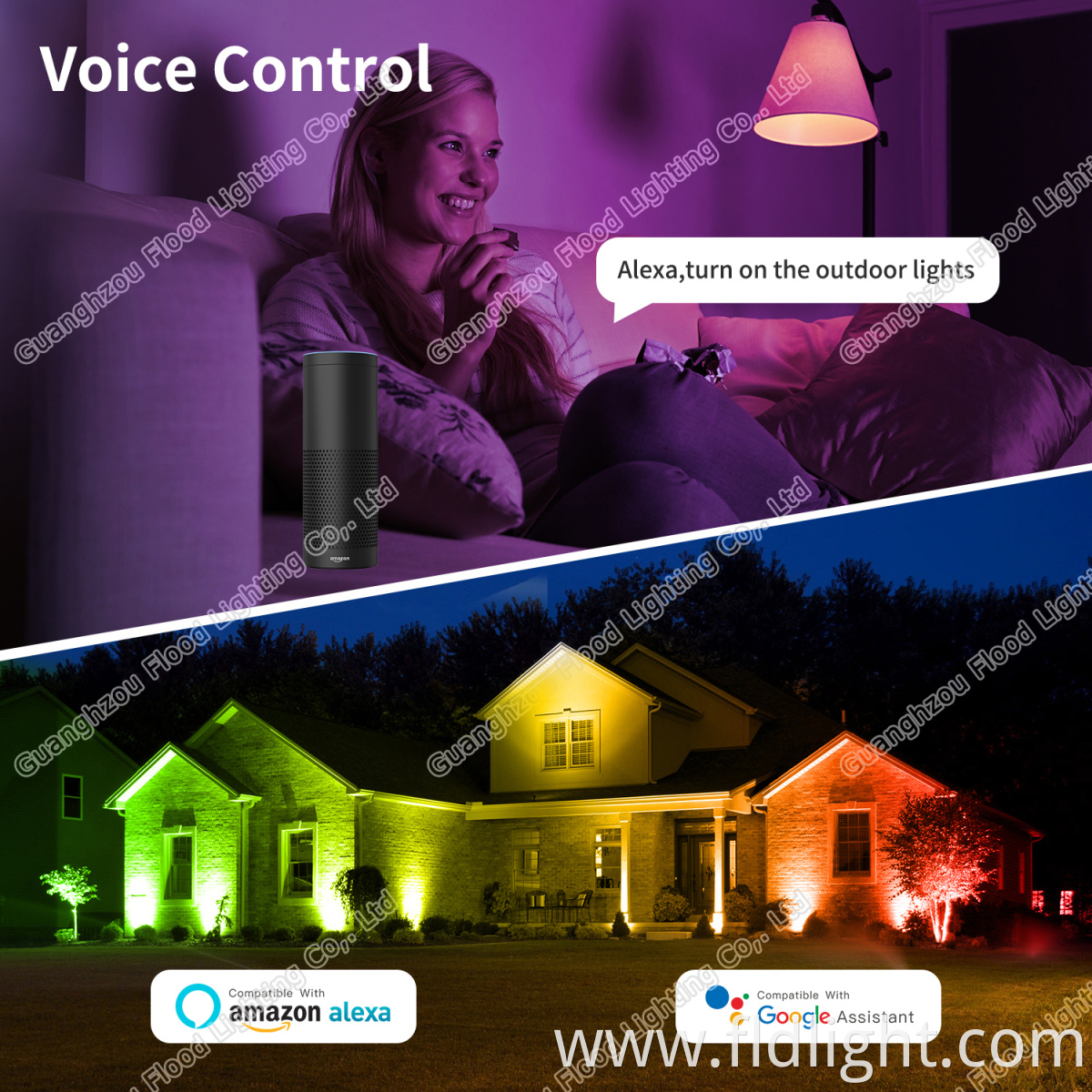 Compatible Amazo Alexa Google Home Smart WiFi LED Flood Light